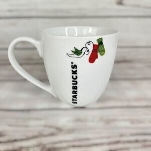 Starbucks White Holiday Coffee Mug (2011) 13 fl oz Red & Green Mittens